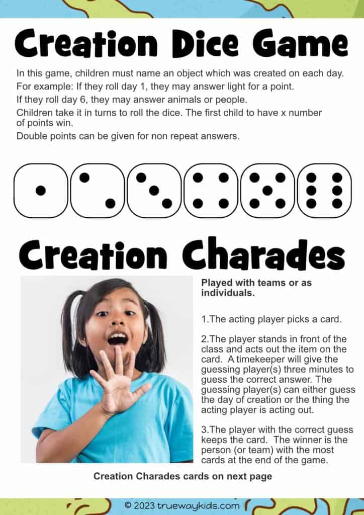 Games and activities for kids on the days of Creation