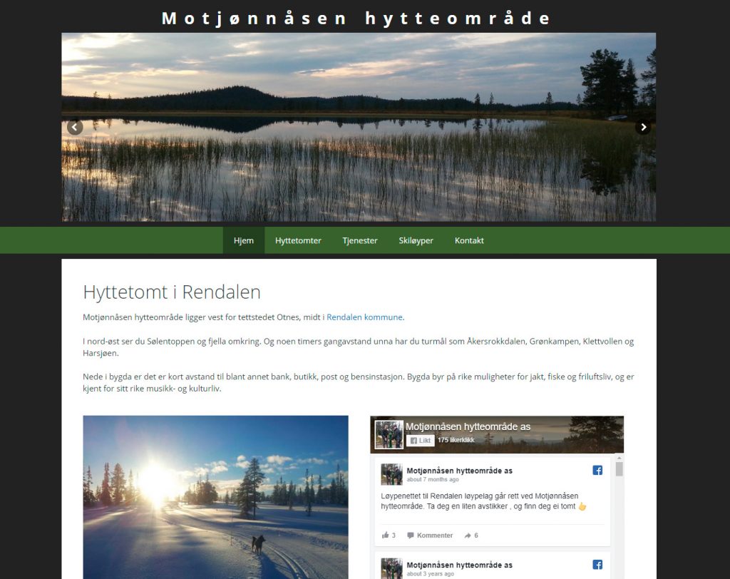Nettside laget for Motjønnåsen hyttefelt 2015