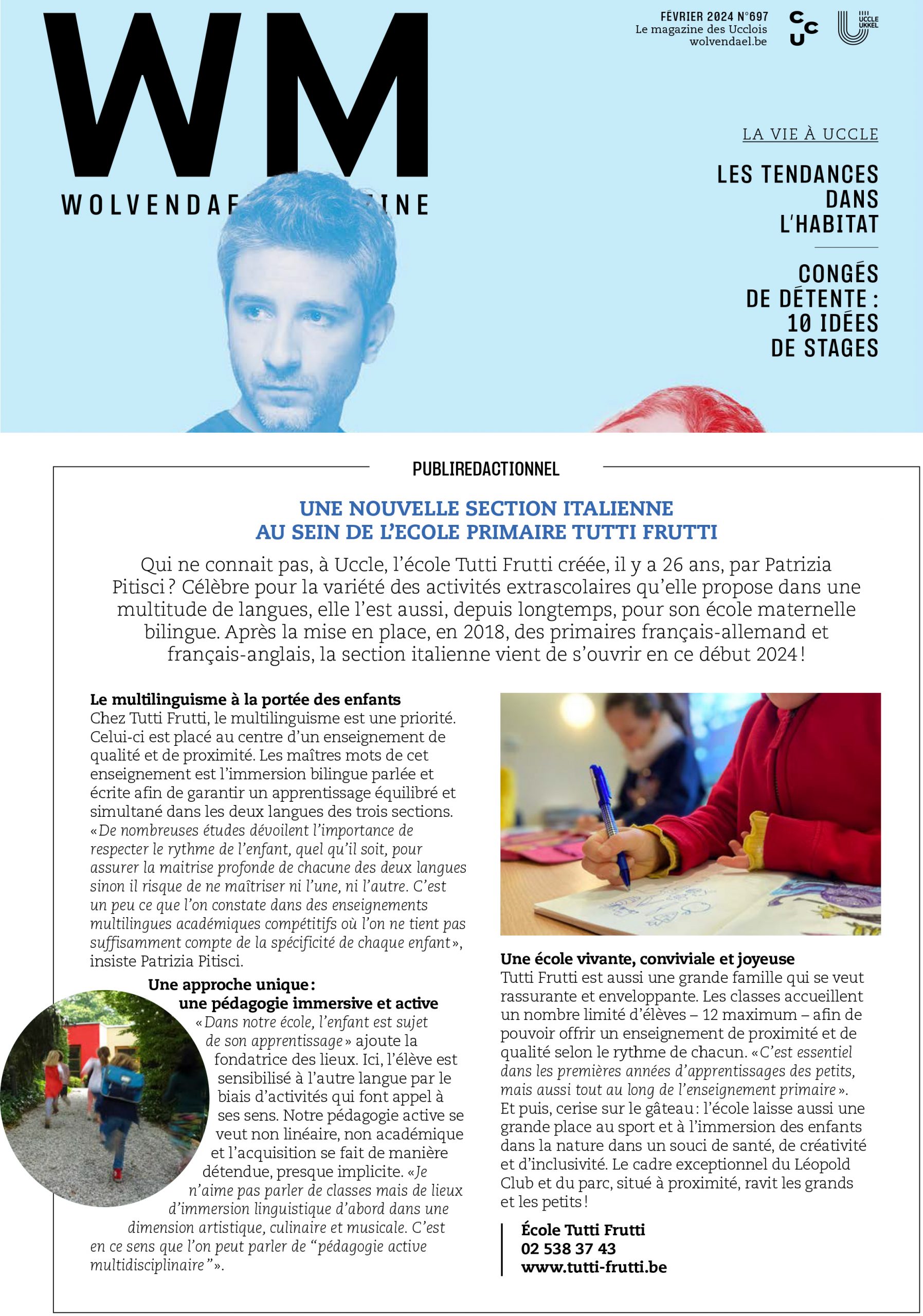 Wolvendael Uccle magasine Février école tutti frutti