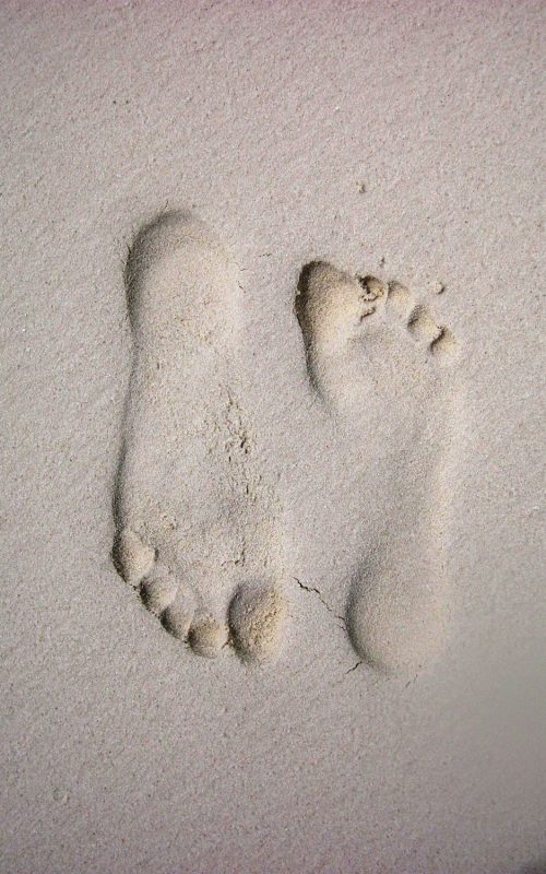 Footprint on beach sand for wallpaper.