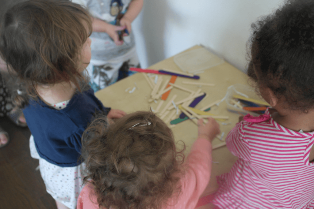 Making Noahs boats out lollipop sticks.