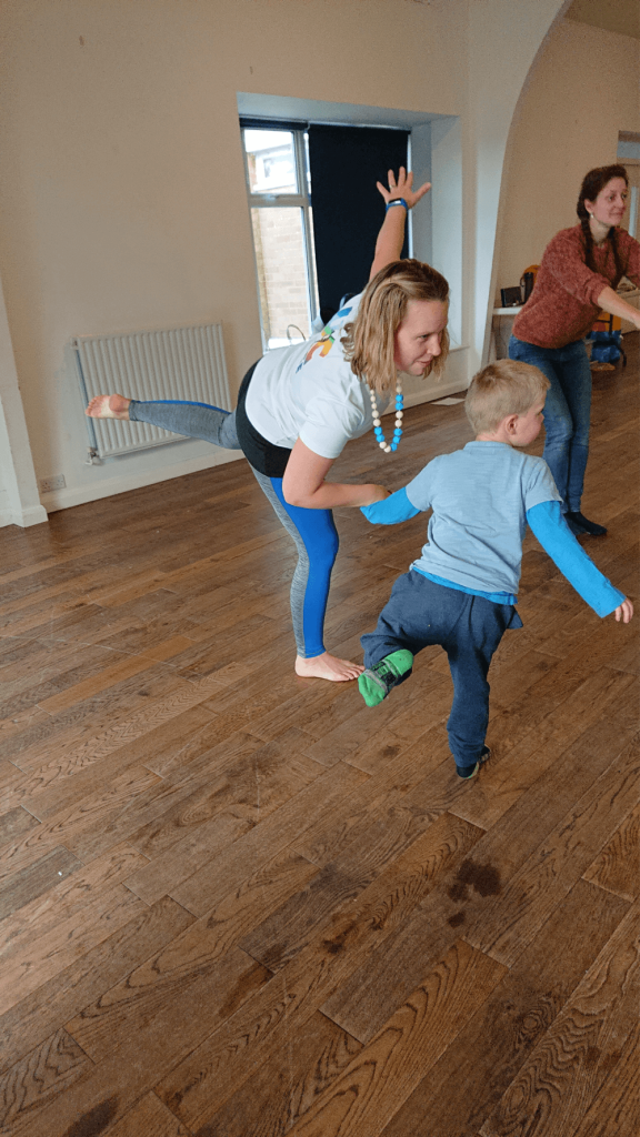 Engaging children in christian dance balancing on one leg