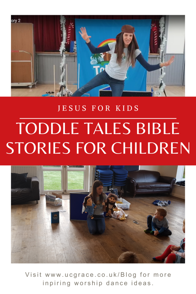 Pinterest graphic Toddle tales sharing Bible stories for children.