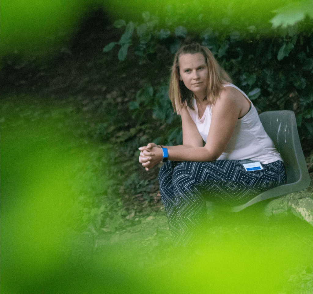 pausing in prayer sitting on a chair