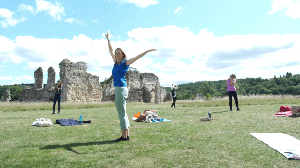 prayer and movement in an outdoor space.