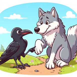 Krähe und Wolf