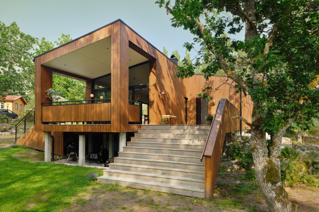 Trähus på Muskö. Arkitektritat fritidshus
