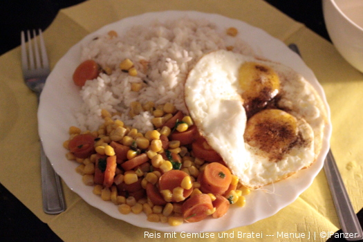 Reis mit Gemüse und Bratei — Menü