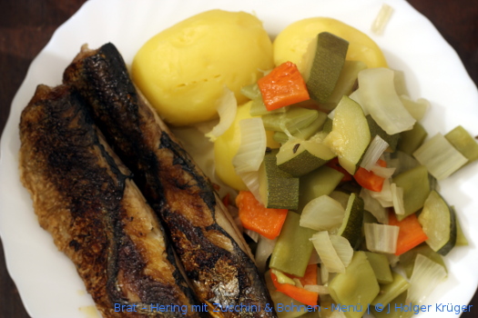 Brat – Hering mit Zucchini & Bohnen – Menü