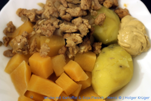 Wruke mit Kartoffel & Soja Fleisch – Menü