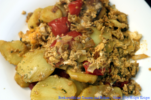Bratkartoffel n mit Tomaten und Rührei – Menü | J - Unsere Kochecke