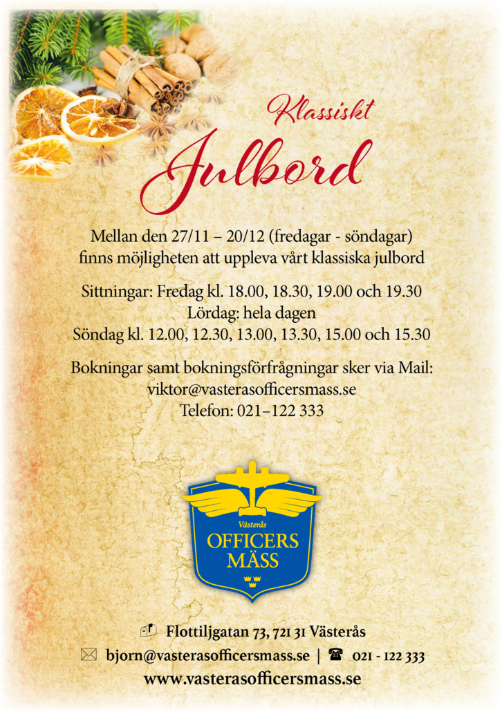 Julbord Västerås Officersmäss