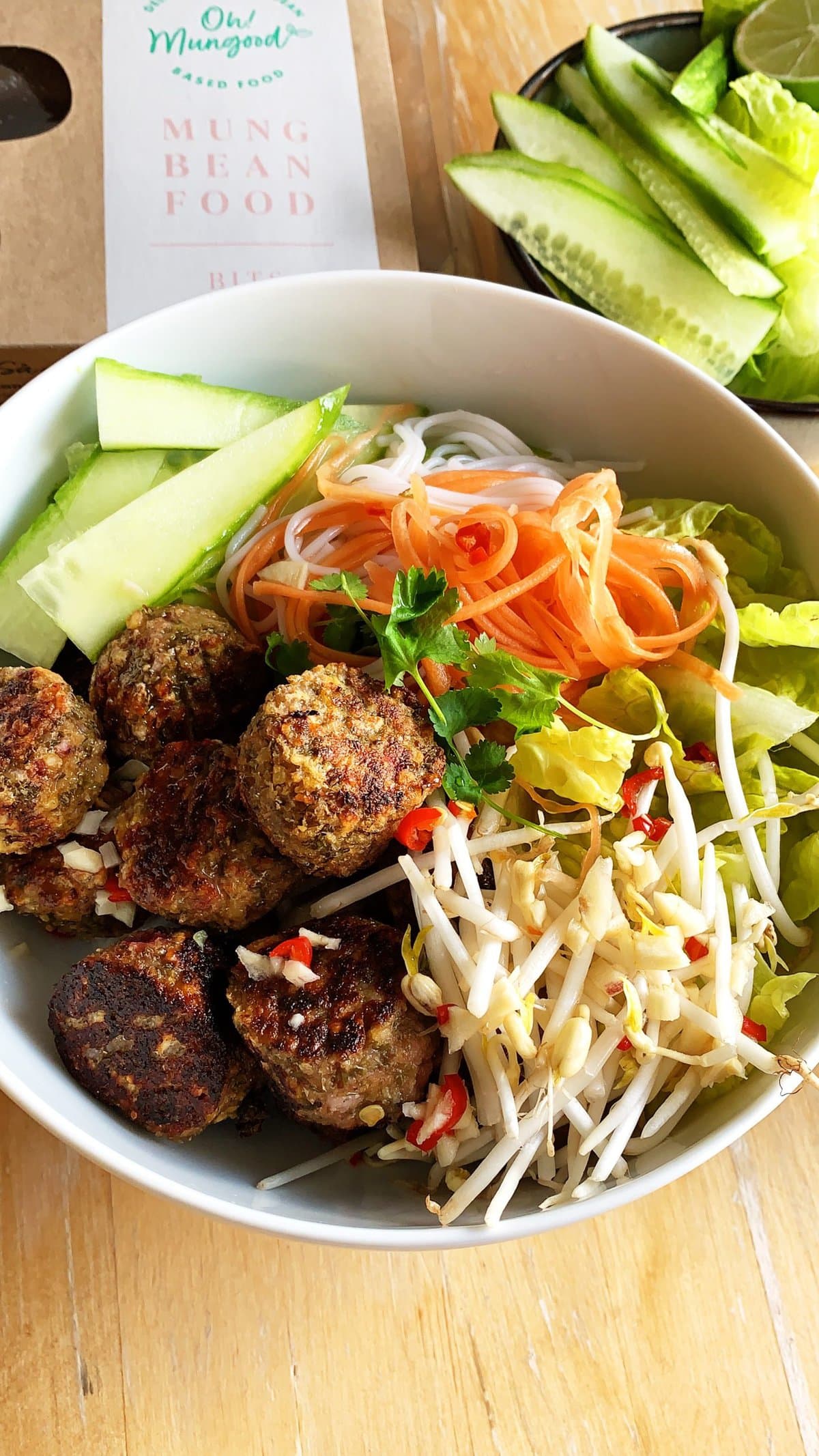 Vegan Vietnamese Grilled Pork Noodles Bowl (Bún chả chay) - Veggie Anh