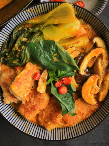 Vegan Curry Ramen with Fried Tofu