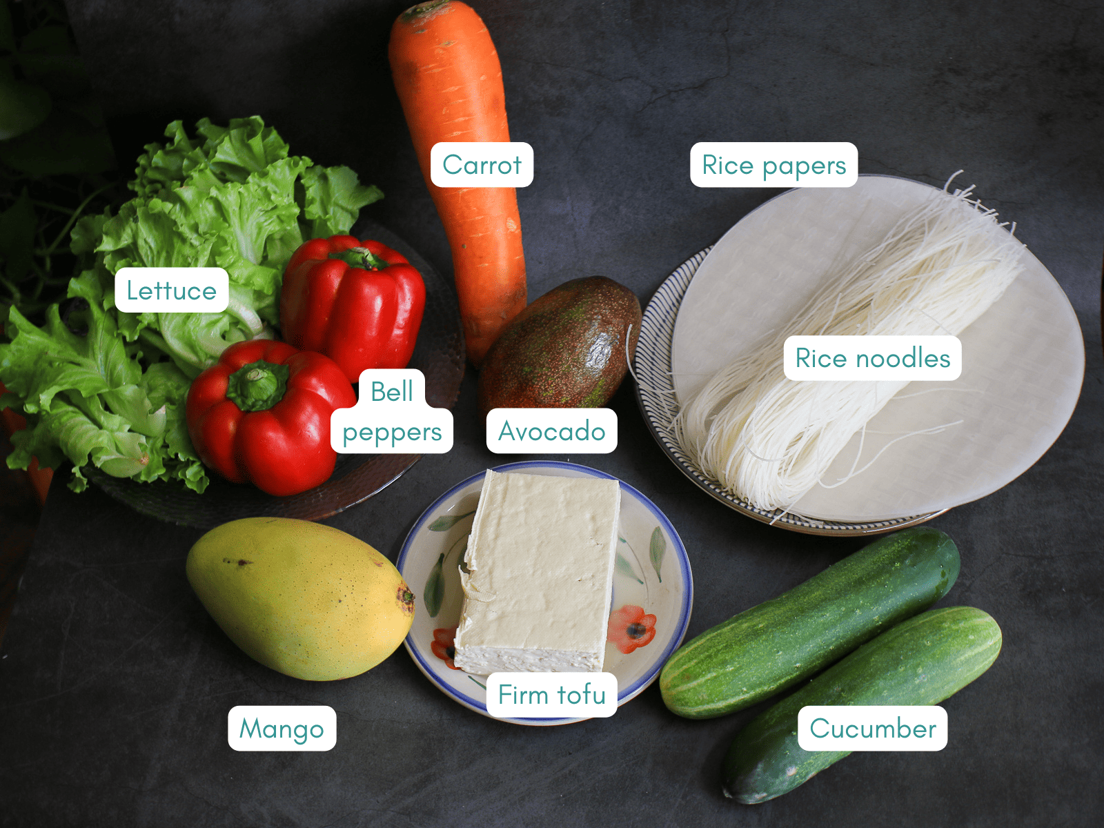 Vegan Summer Rolls ingredients