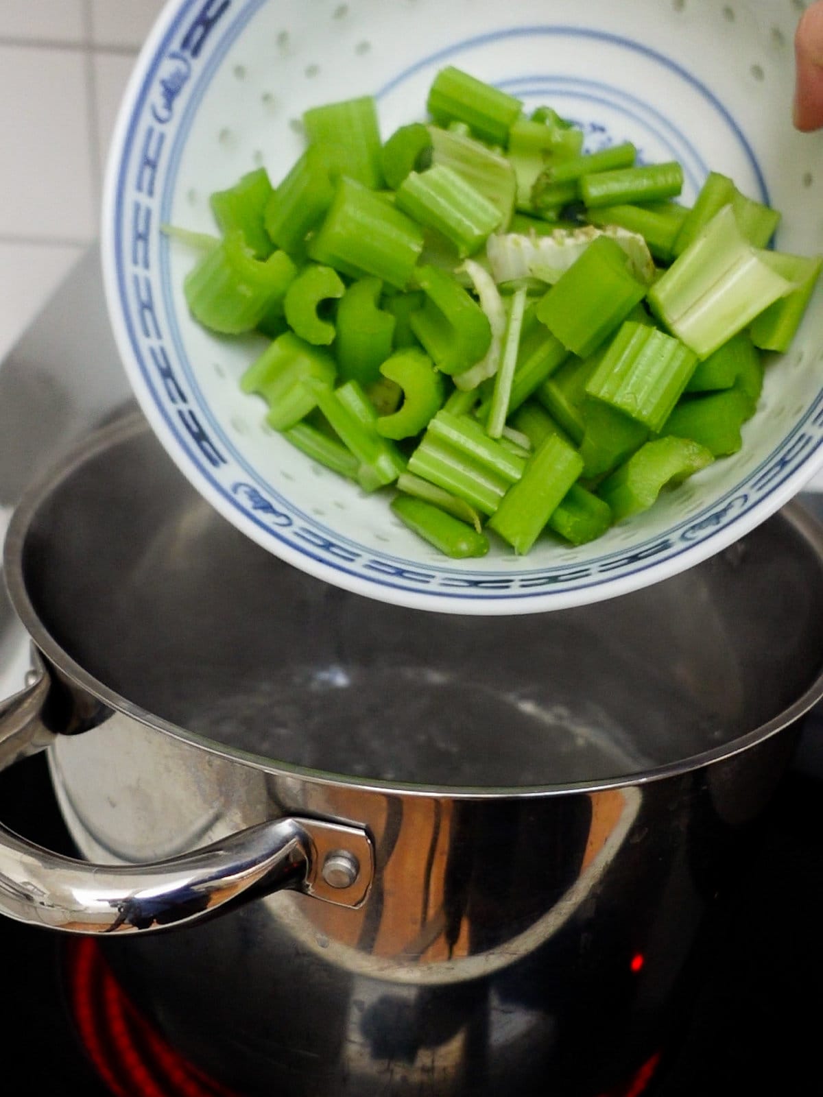 Add chopped celeries