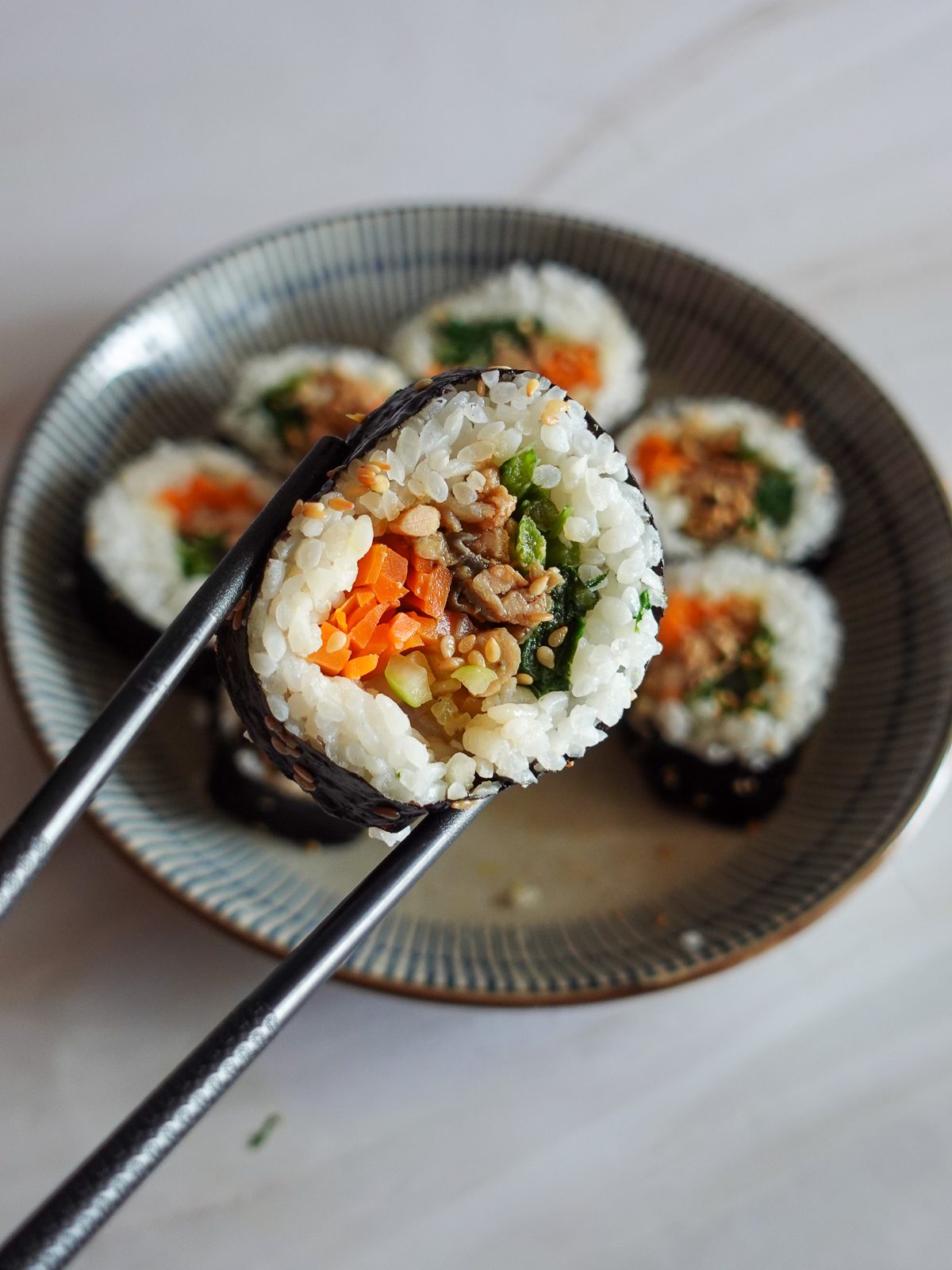 Vegan Kimbap (with Bulgogi mushroom) - My Eclectic Bites