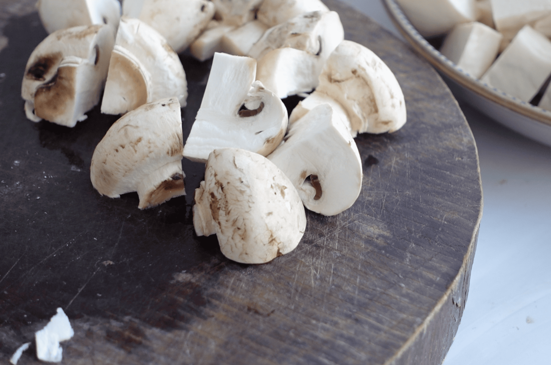 Cut mushrooms
