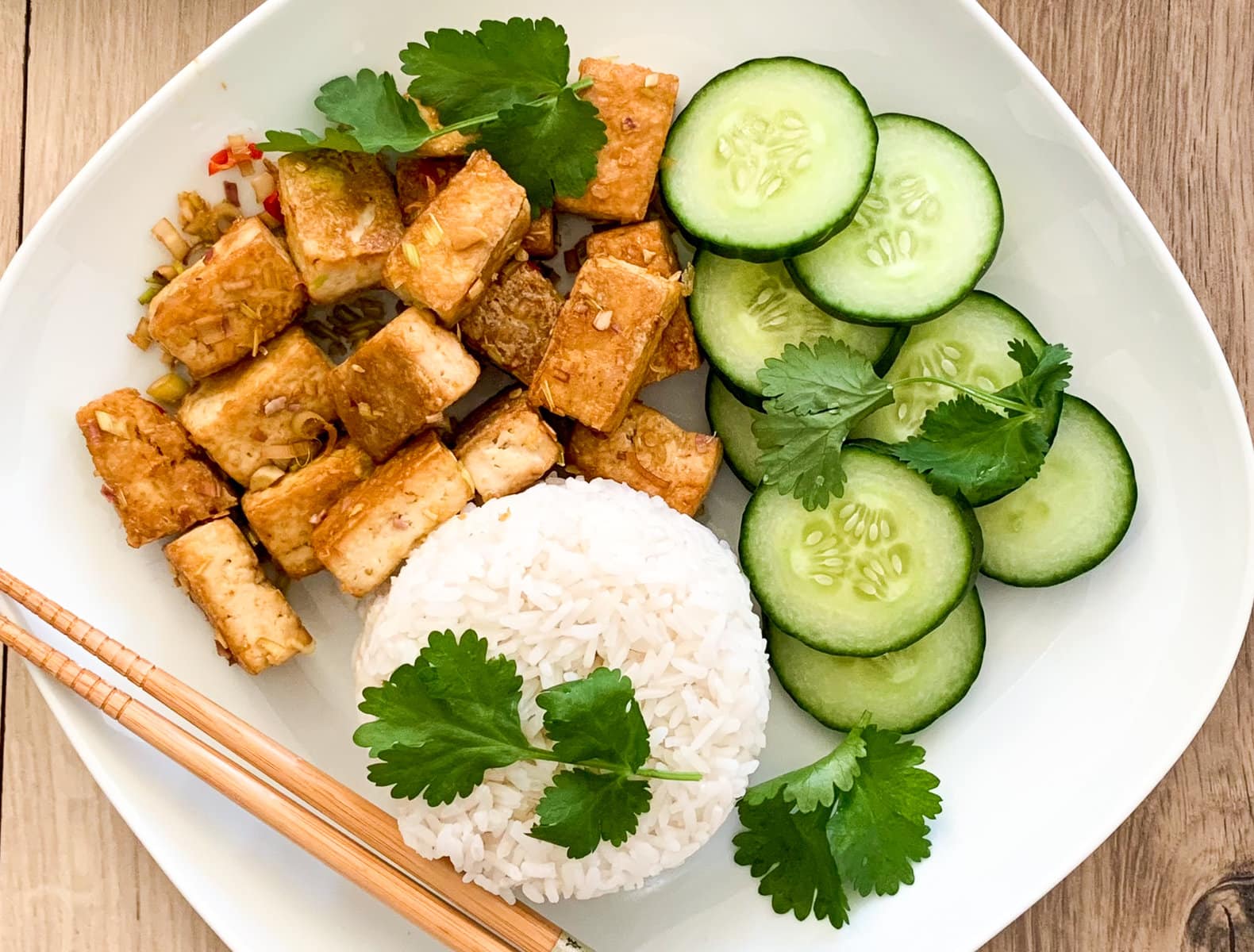Serve the Lemongrass Tofu with Rice