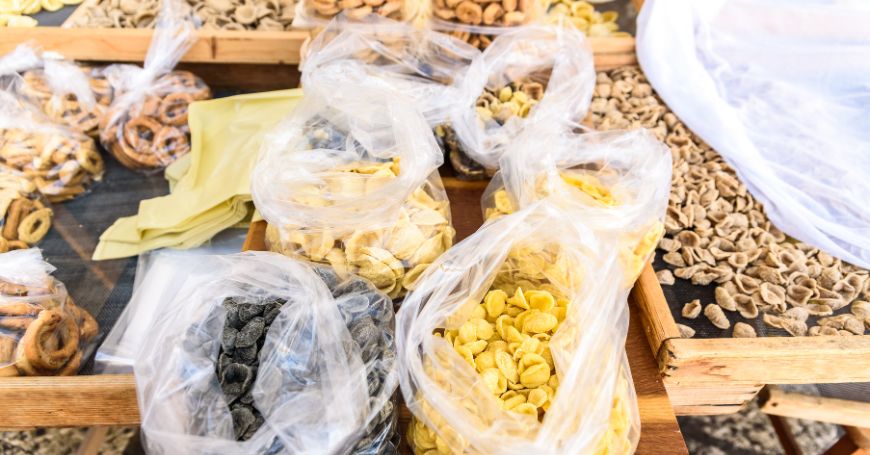 Orecchiette from a market stall in Bari