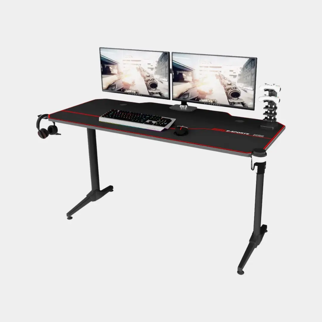 modern black gaming desk nav