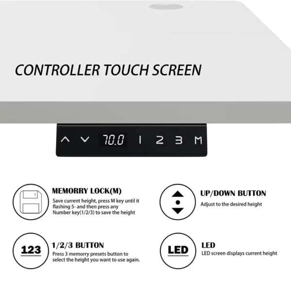 White Height Adjustable Electric Standing Desk v2