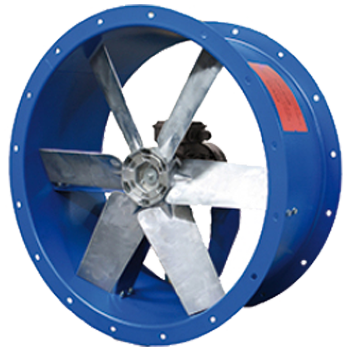 Serie HCF F400 (BRAND) - Aksialventilator i kort rør med flanger certificeret iht. DS/EN 12101-3 (F400 - 400°C/2 timer) for anvendelse til Brandventilation og røgudluftning. Vinge af aluminium. Rør af korrosionsresistent polyester pulverlakeret stål. 
