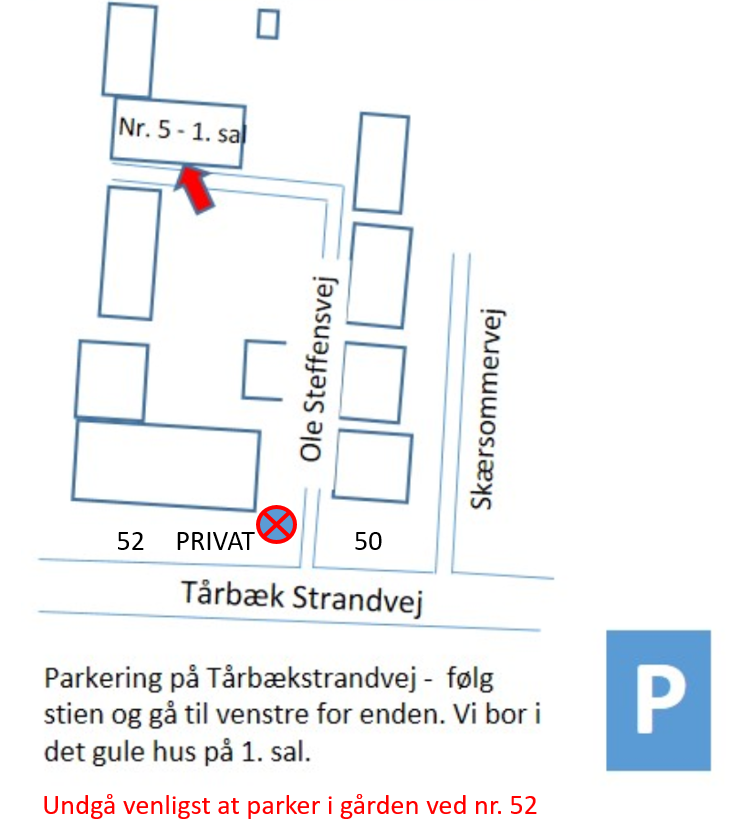 Find vej til Villa Verte og en parkeringsplades