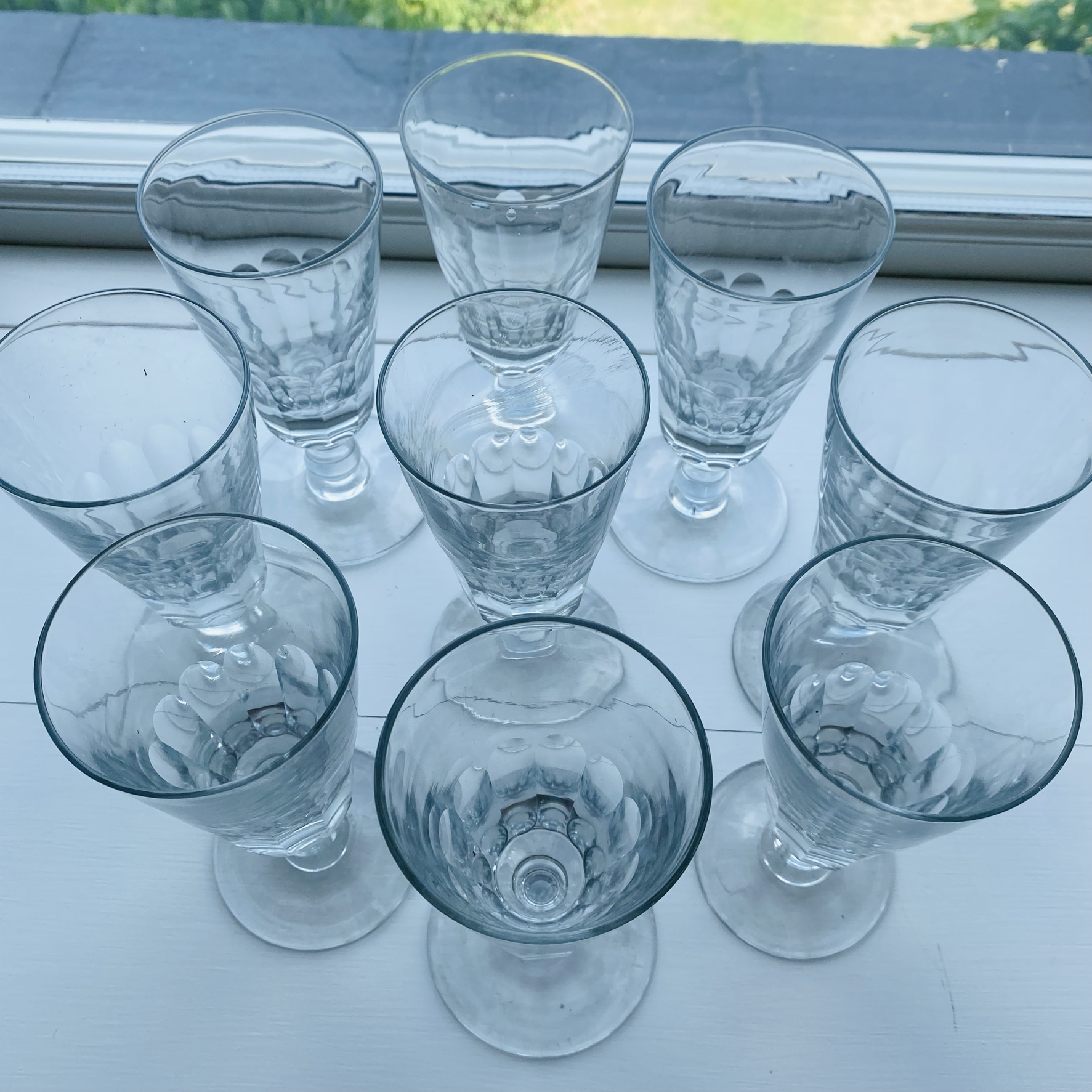 9 gamle franske glas - Villaverte