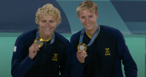 David Åhman och Jonatan Hellvig avslutade den svenska medaljskörden i årets sommar-OS i Paris. En skörd som blev den bästa på mycket länge. Foto: Skärmbild (Youtube /Olympics).