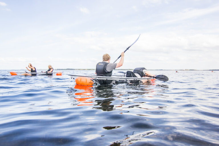 Ture i gennemsigtig kajak/glaskajak/kano med VisionKayak i Skive på Limfjorden i Midtjylland/Nordjylland