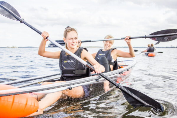 Ture i gennemsigtig kajak/glaskajak/kano med VisionKayak i Skive på Limfjorden i Midtjylland/Nordjylland