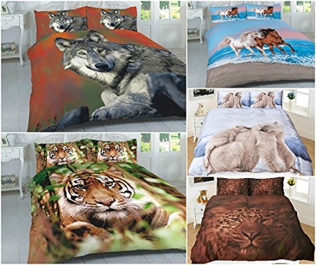 3D Animal Duvet Cover - Polycotton Printed 3PC Bedding Set with Pillow Cases