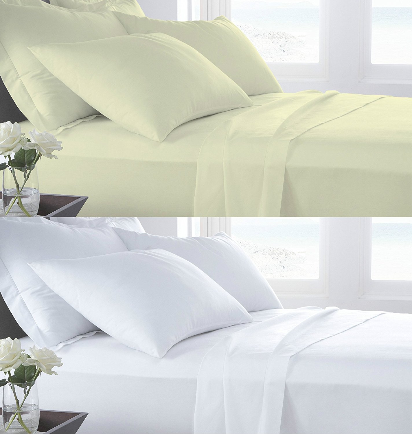 100% Egyptian Cotton T400 Flat Sheets - High 400 Thread Count Bedding Colors & UK Sizes - Egyptian Cotton Duvet Cover Sets