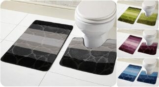 Kaya 2 Piece Bath Mat Set (Bathroom Rug + Pedestal Mat)