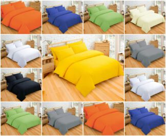 Plain Dyed Duvet Cover Set with Pillowcases with 20 Colors & All Uk Sizes