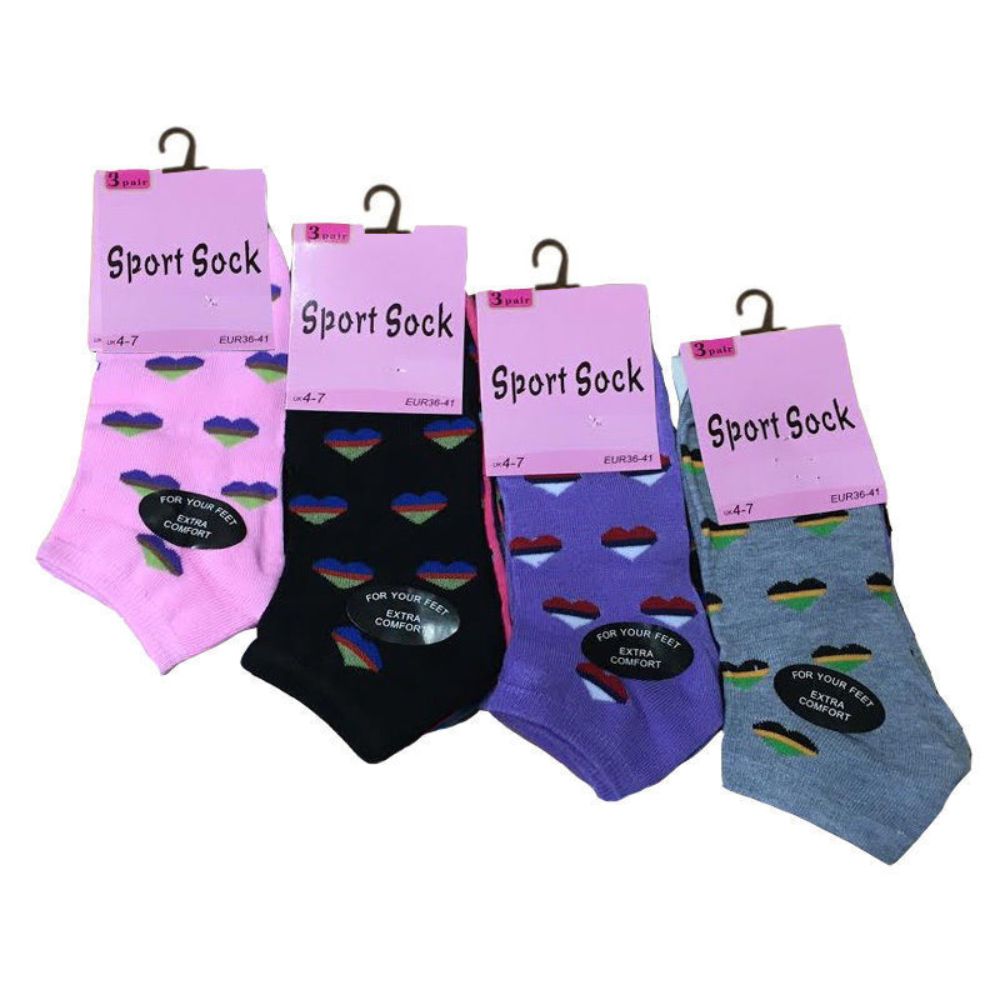 Women Heart Low Cut Ankle Trainer Socks