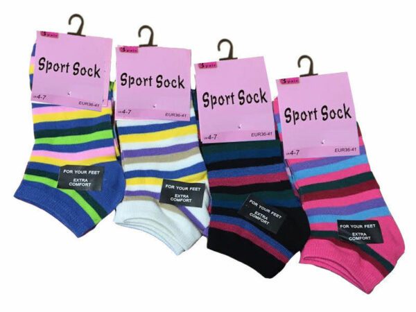 Women Multi Striped Ankle Socks