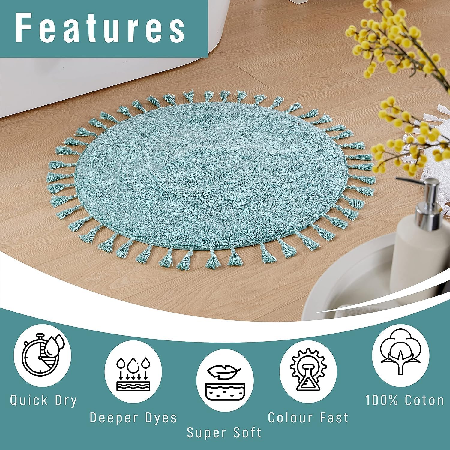 Duck Egg Round Bathroom Mat