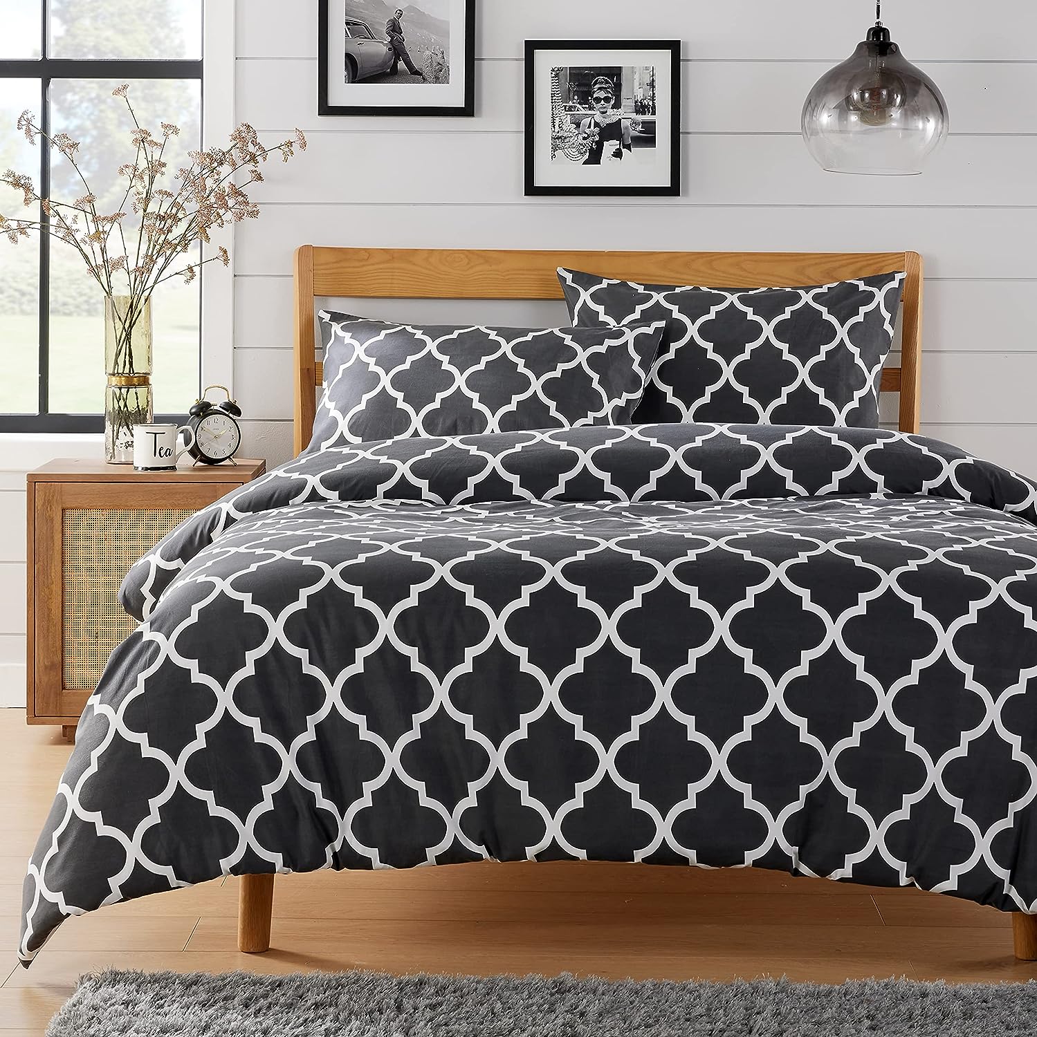 Grey Marrakesh Printed Duvet Cover Decorative Bedding Set