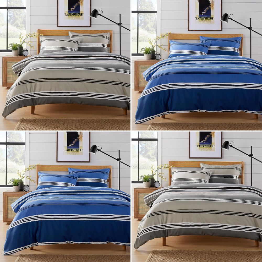 Harlow Stripes Duvet Quilt Cover Printed Bedding Set