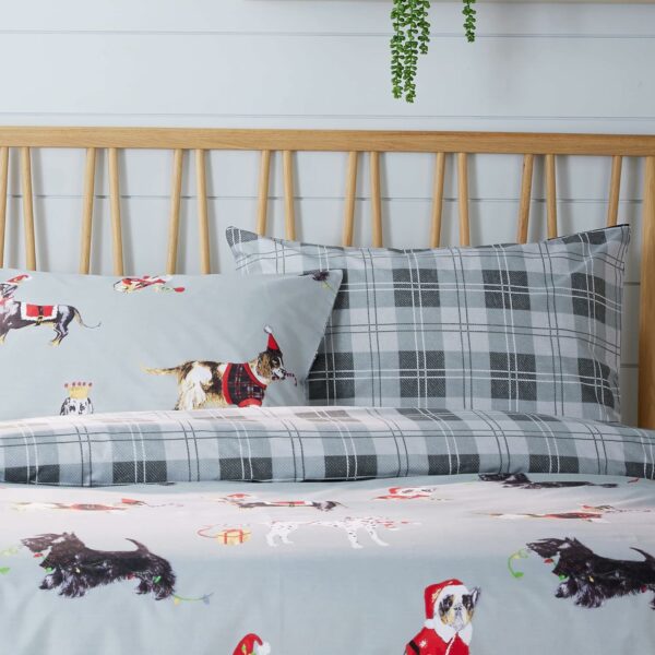 Xmas Dogs Grey Duvet Cover Set