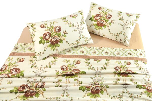 natural floral flannelette sheets set
