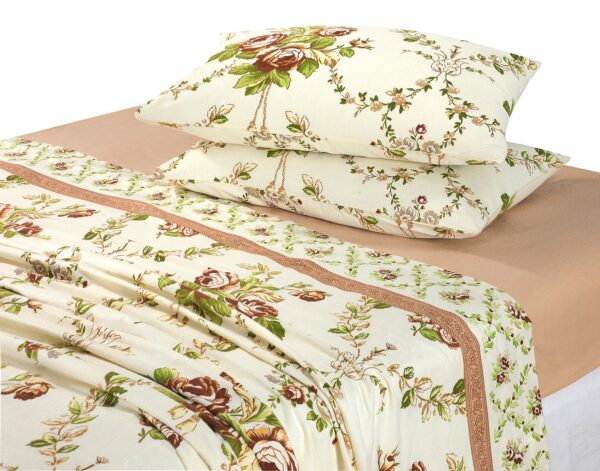 natural floral flannelette sheets set