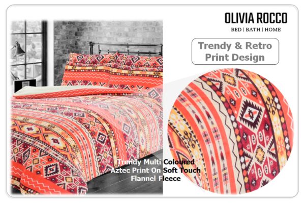 Teddy Fleece Aztec Duvet Cover Sets Ethnic Vintage Exotic Duvet Cover Bedding with Pillow Cases Winter Bed Set 2