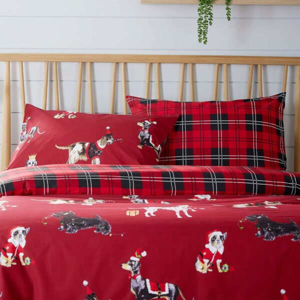 Xmas Dogs Red Duvet Cover Set