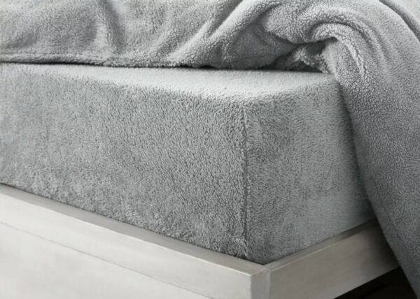 teddy fleece silver fitted bed sheet