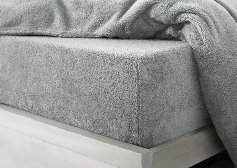 teddy fleece silver fitted bed sheet