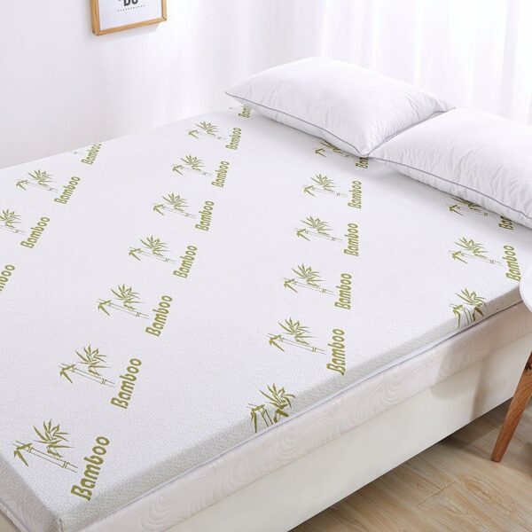 Premium 2 CM & 4 CM Bamboo Mattress Topper Memory Foam Removable Zip Cover Anti Allergy UK SIZES 1