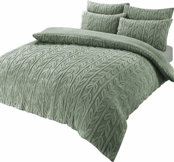 sage green leaf duvet cover set teddy